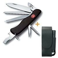 Комплект Нож Victorinox Locksmith Black 0.8493.3 + Кожаный чехол + Фонарь