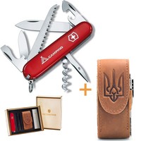 Комплект Victorinox Нож Camper Red 1.3613.71 + Чехол для ножа универсальный на липучке + Фонарь